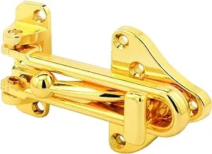 Prime-Line U 11315 Swing Bar Door Guard With High Security Auxiliary Lock, Brass Finish (Single Pack)