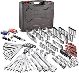 Powerbuilt 200 Piece 1/4-inch, 3/8-inch, and 1/2-inch Drive Mechanics Tool Set - with SAE and Metric Socket Set, Powerbuilt XT 90 Tooth Seal-Head Ratchets, including Case - 642472