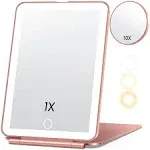 Rechargeable Travel Makeup Mirror, Vanity Mirror with 80LEDs, 3 Color Lightin...