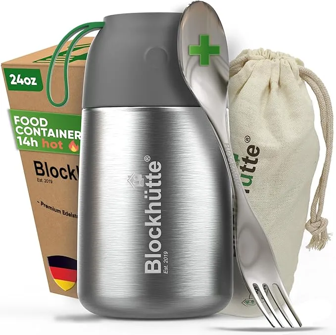 Blockhuette GmbH Blockhutte Insulated Food Jar for Adults I 24 oz I