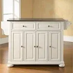 Crosley Alexandria Stainless Steel Top Kitchen Island, White