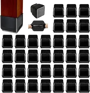 24Pcs Black Silicone Chair Leg Floor Protectors,Floor Protectors for Chairs,Rubber Chair Leg Protectors for Hardwood Floors,Chair Leg Caps Chair Leg Covers for Wooden Floors(Black, XSmall)