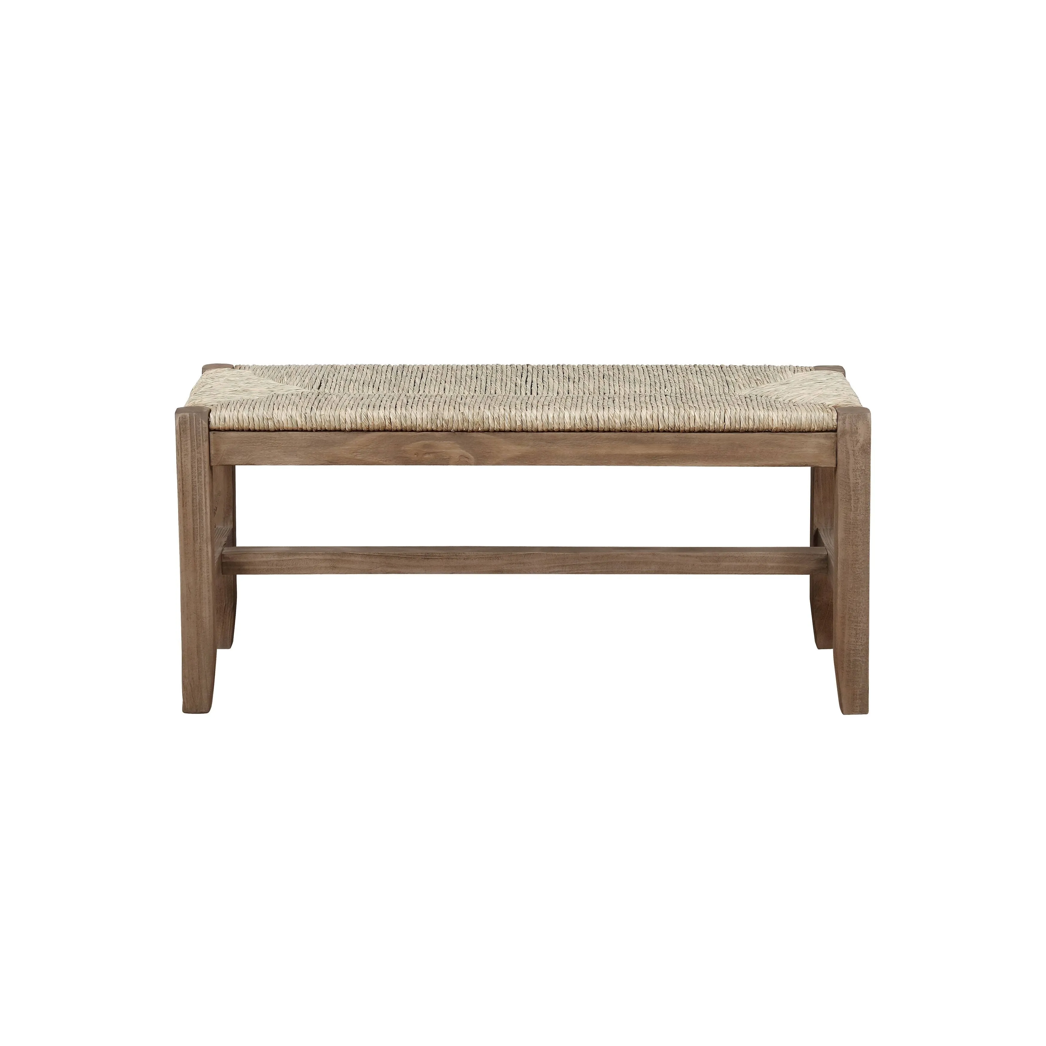 Alaterre Newport 40" Wood Bench with Rush Seat