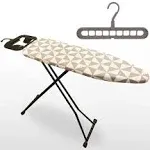 Foldaway Lightweight Ironing Board with Iron Holder & Smart Hanger, Folding & Sturdy Adjustable Height Iron Board Regular size, Apartment Space