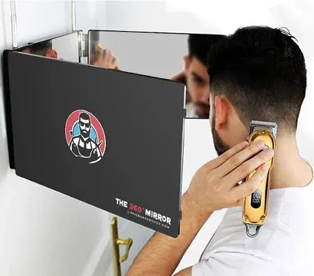 The 360 Mirror - 3 Way Mirror for Self Hair Cutting - Adjustable Trifold Barber Mirror to Cut Your Own Hair - Tri Fold Self Haircut System for Men and Women Braiding - Three Sided Mirror for Haircuts