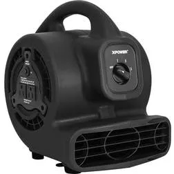 XPOWER P-80A-Blue 3-Speed Air Mover with GFCI Power Outlets - 600 CFM; 115V