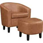 Faux Leather Club Chair with Ottoman