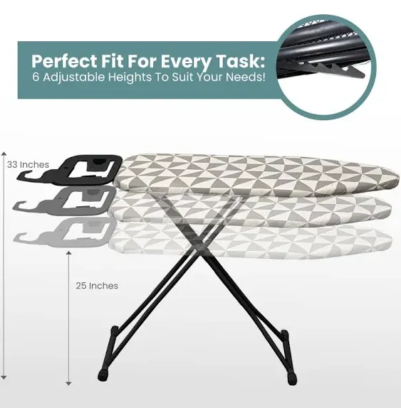 Foldaway Lightweight Ironing Board with Iron Holder and Smart Hanger