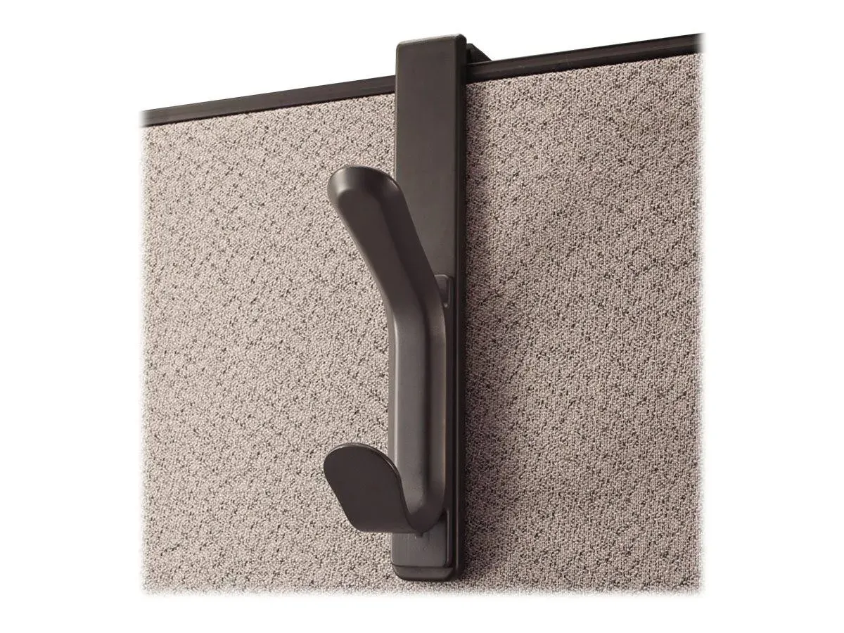 Recycled Cubicle Double Coat Hook, Plastic, Charcoal