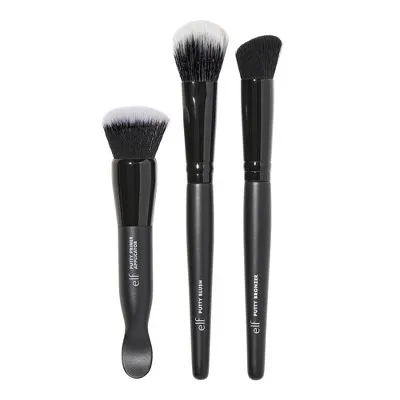 e.l.f. Putty Tools Trio, Set Of 3 Face Makeup Brushes For Putty Products, Helps You Easily Blend Putty Primer, Blush & Bronzer, Vegan & Cruelty-Free