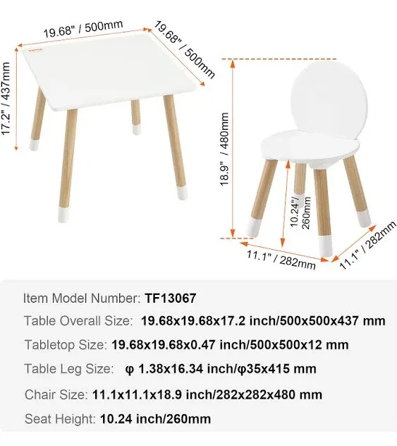 VEVOR Kids Table and 2 Chairs Set Kids Craft and Play Table Drawing Reading