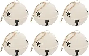 6 Pack 85mm Jingle Bell Ivory Ball Ornaments