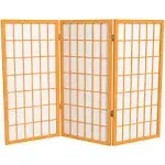 Oriental Furniture 3 ft. Tall Window Pane Shoji Screen - 3 Panel - Honey