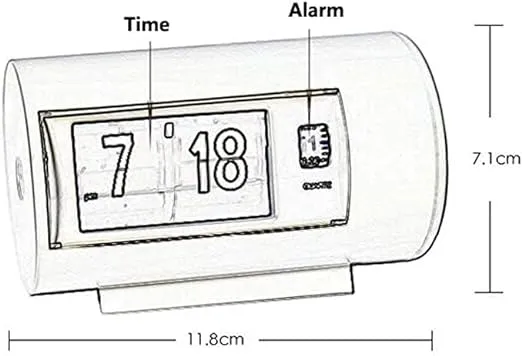 Reloj de mesa retro con tapa automática, 12 horas, formato AM/PM, reloj de computadora, reloj de giro de página (blanco)