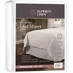 Superity Linen Superity 100% Cotton Flat Sheet White Oversized King - White