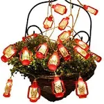 AceList 30 Red Lantern String Lights for Bedroom Patio Garden Holiday Home Indoor Decorations, Mini Kerosene Lights String (Warm White Light)