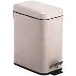 mDesign Rectangular Step-Open Wastebasket Trash Can - Brushed Stainless Steel