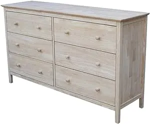 International Concepts Dresser with 6 Drawers, Unfinished