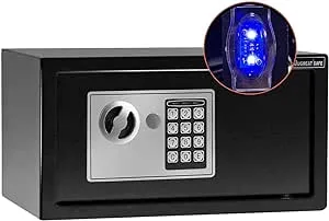 Safe Box with Sensor Light,Electronic Digital Security Safe Steel Construction Hidden with Lock，Wall or Cabinet Anchoring Design for Home Office Hotel Business 0.55 Cubic Feet Black