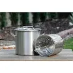 Barton 21 Quart Stock Pot Kittle Boiling Cajun Seafood with Strainer Basket and Lid, Silver