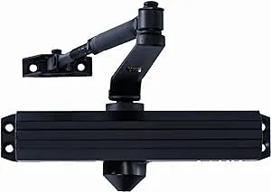 LYNN HARDWARE Medium/Heavy Duty Commercial Door Closer - DC7016 Surface Mounted, Grade 1- ADA & UL 3 Hour Fire Rated, Adjustable Size 1-6 for entrances & Aluminum storefronts- US19 Matte Black