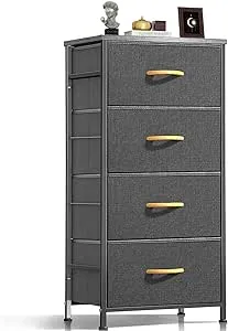 ROMOON Dresser for Bedroom, Dresser for Closet with 4 Drawers, Small Fabric Dresser & Chests of Drawers for Kids Bedroom,Nursery, Living Room, Hallway (Dark Grey)