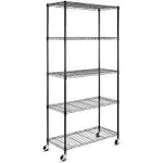 5 Tier Shelf Shelving Unit with Wheels,Adjusta<wbr/>ble Metal Shelves for Storage, NSF