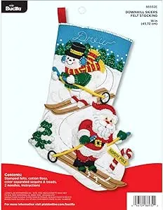 Bucilla Felt Stocking Applique Kit, 18", Downhill Skiers