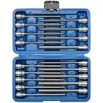 CASOMAN 18 Pieces 3/8 Inch Drive Long Hex Bit Socket Set,1/8 Inch to 3/8 Inch, 3