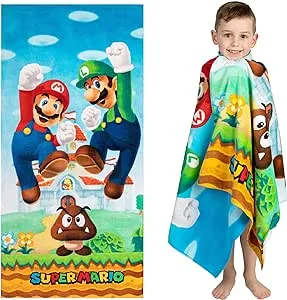 Franco Kids' Nintendo Super Mario Bros. Beach Towel, Multi, BeachTowel