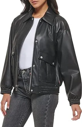 Levi's Faux Leather Dad Bomber Jacket in Black