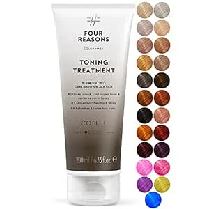 FOUR REASONS Color Mask - Coffee - (27 Colors) Toning Treatment, Color Depositing Conditioner, Tone & Enhance Color-Treated Hair - Semi Permanent Hair Dye, Vegan and Cruelty-Free, 6.76 fl oz