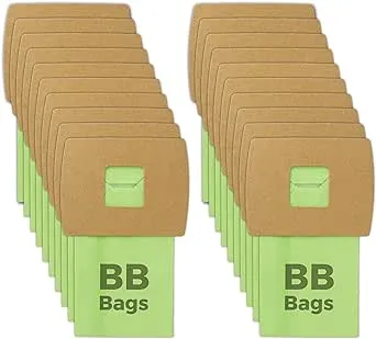 20 Pack Type BB Compact Canister Bags Replacement for Oreck XL Buster B Canister Vacuum Bags PKBB12DW BB180 BB280 BB850 BB870 BB900 BB1000 MV160