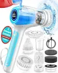 Cordless &amp; Rechargeable 3200mAh Electric Spin Scrubber with Detergent Contain...