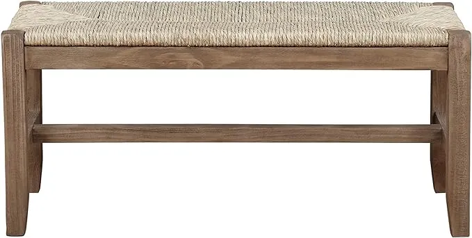 Alaterre Furniture Newport 40" Wood Bench with Rush Seat