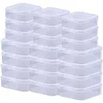 rocutus 24 Pack Small Clear Plastic Storage Containers with Lids,Beads Storage Box with Hinged Lid for Beads,Earplugs,Pins, S