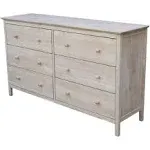 International Concepts Brooklyn 6-Drawer Unfinished Wood Dresser