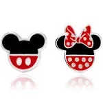 Disney Children's Minnie & Mickey Mouse Mismatched Stud Earrings Silver