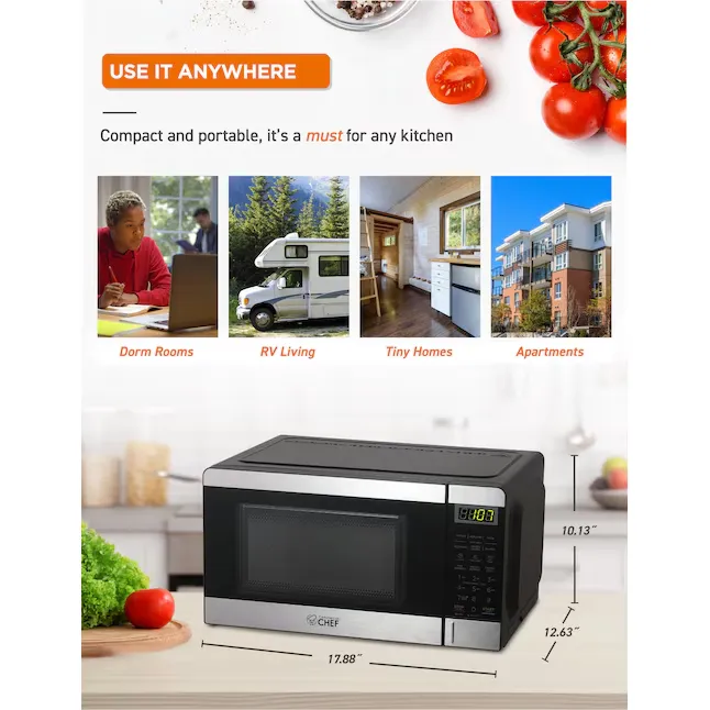 Commercial Chef 0.7 Cu. ft. Counter-Top Microwave