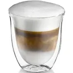 "De'Longhi 5513296661-DLKC301 Delonghi DLKC301 Creamy Collection Double Walled Thermo Cappuccino Glasses, Set of 6, Dishwasher Safe,Clear, 270 milliliters, Transparent"