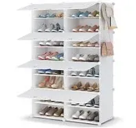 HOMIDEC Shoe Rack, 8 Tier Shoe Storage Cabinet 32 Pair Plastic Shoe Shelves Organizer for Closet Hallway Bedroom Entryway