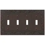 English Garden Aged Bronze Cast - 4 Toggle Wallplate