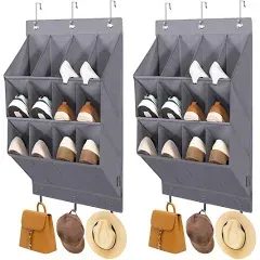 STORAGE MANIAC Over The Door Shoe Organizer, 2-Pack Hanging Shoe Organizer, Wall