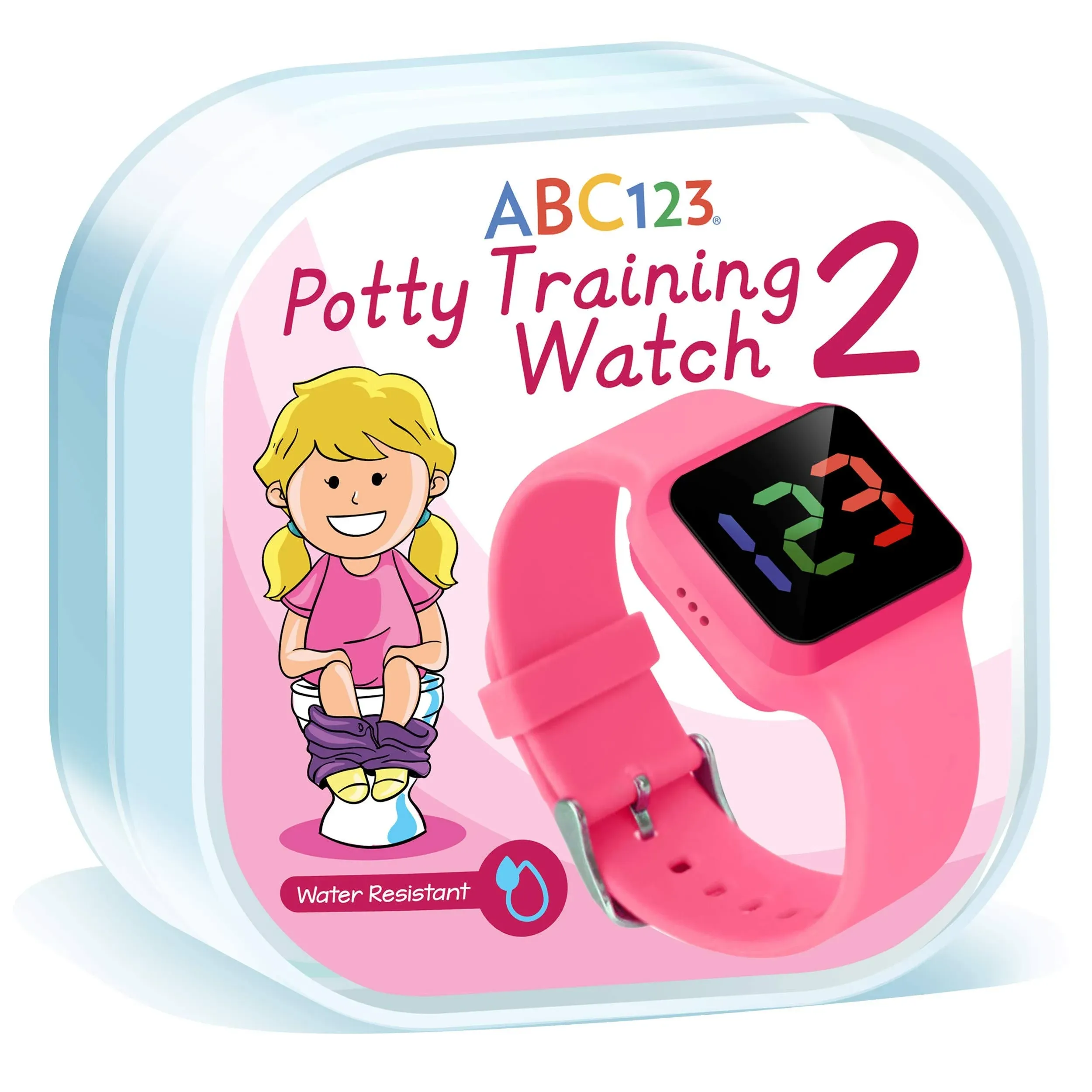 ABC123 Potty Training Watch 2 Baby Reminder Water Resistant Timer for Toilet Training Kids & Toddler (Pink)