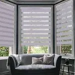  Horizontal Window Shade Blind Zebra Dual Roller Blinds Day 23.6&#034; x 59&#034; Gray