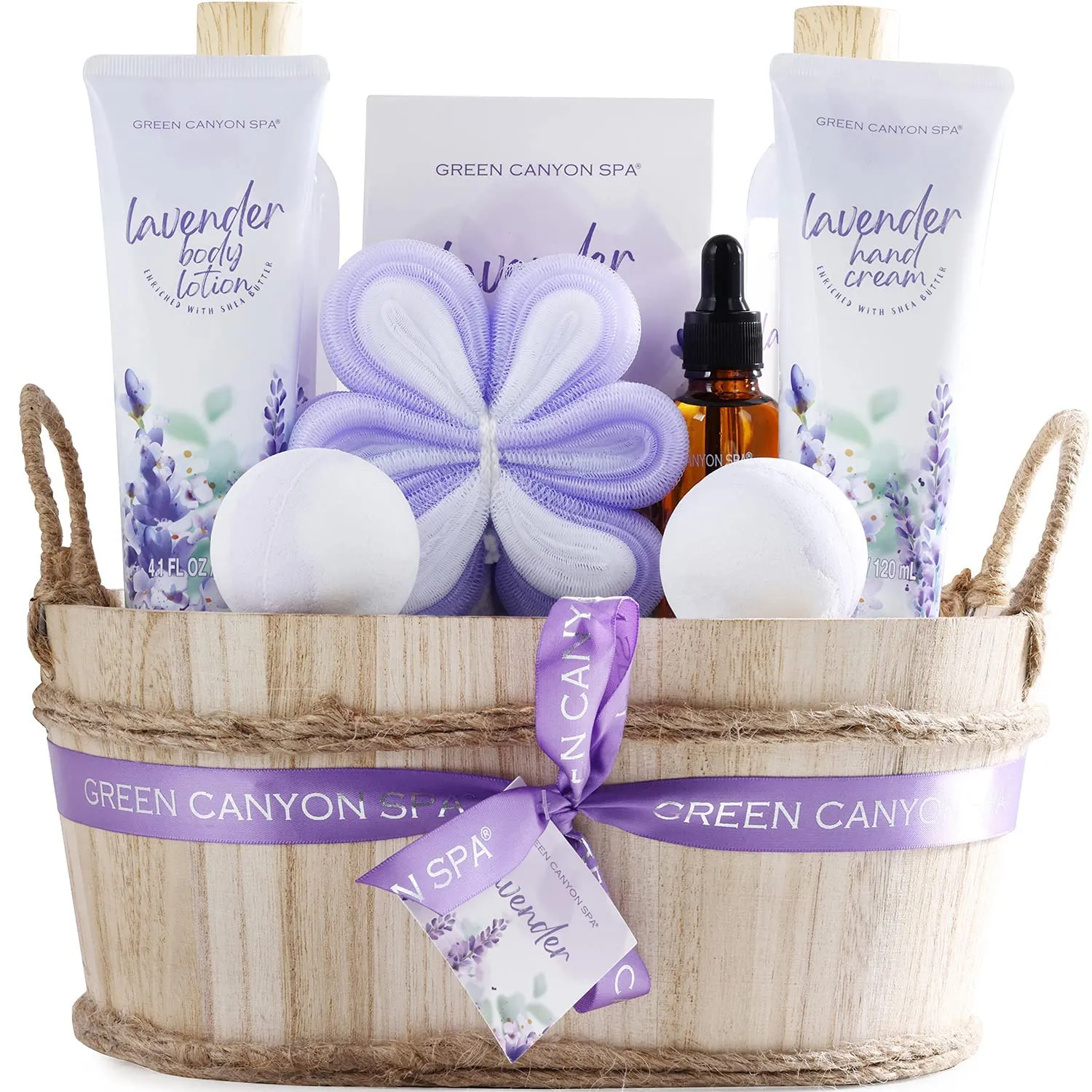 Spa Gift Baskets for Women 11Pcs Lavender Bath Gift Set with Body Lotion, Essent