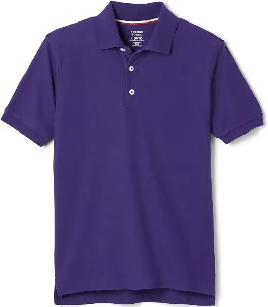 French Toast School Uniform Short-Sleeve Pique Polo Shirt, Boy's, Size: 10-12, Purple