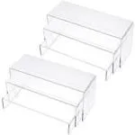 Goabroa 2 Sets 6 Pcs Clear Acrylic Display Risers 3 Tiers Rectangular Risers Display Stands 4mm Thick Collectibles Jewel