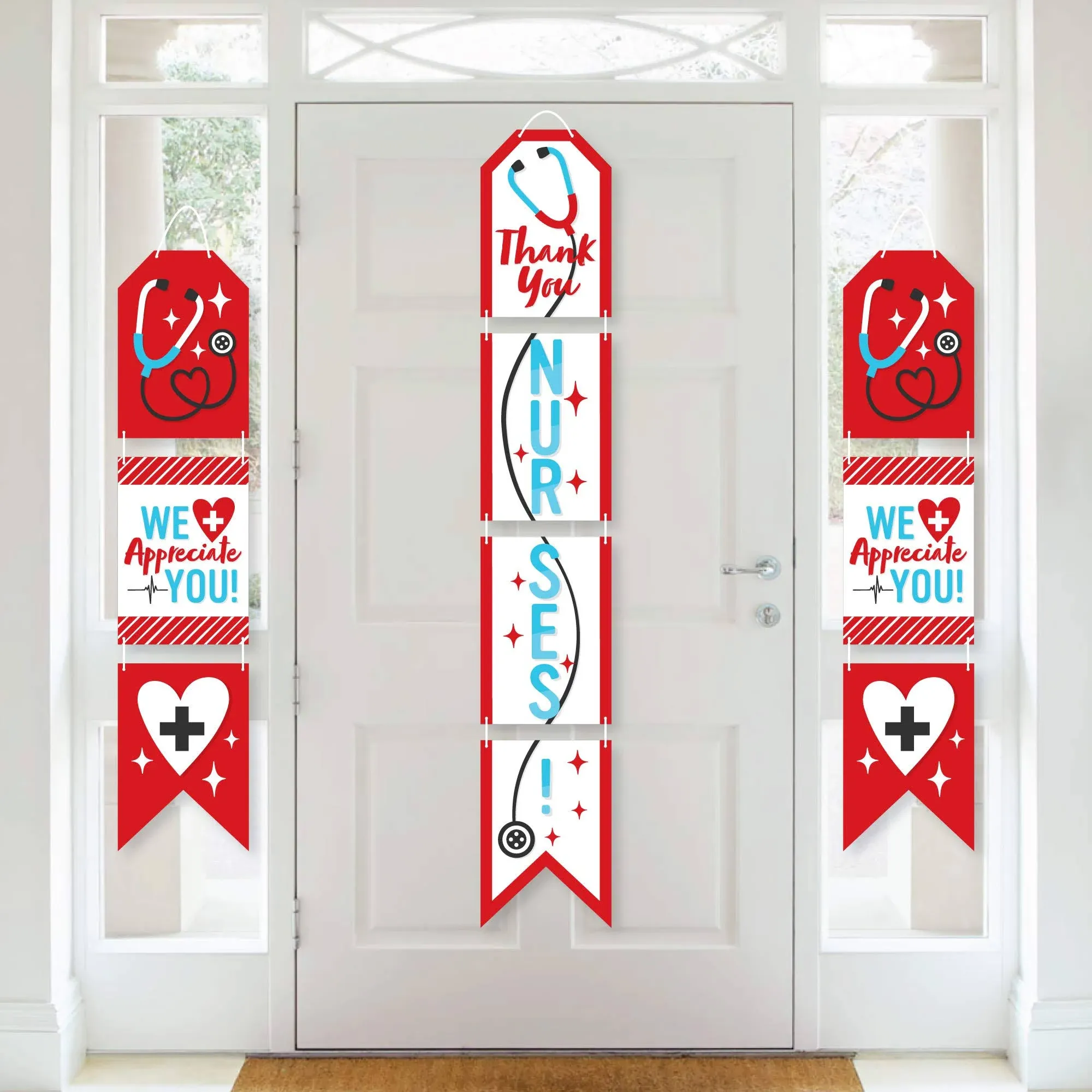 Big Dot of Happiness - Thank You Nurses - Hanging Vertical Paper Door Banners ...