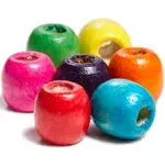 Craft Making Shop 200 Round Painted Round Multicolor Barrel Wood Beads 17mm x 14mm Diameter 8mm Large Hole